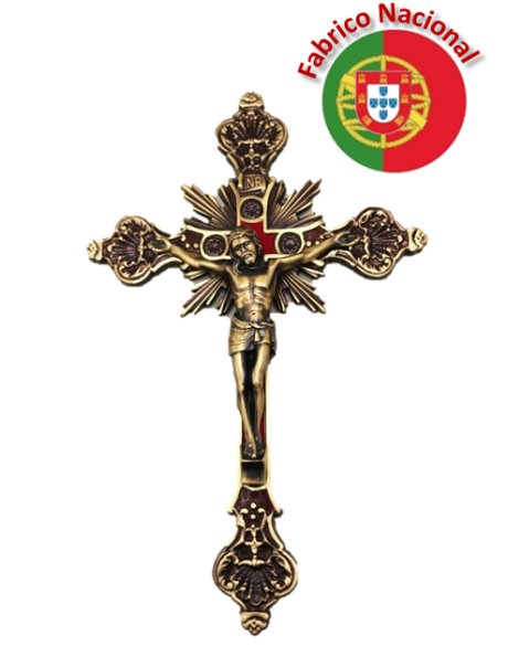 65/3 - Golden Metal Crucifix To Hang 20,50cm