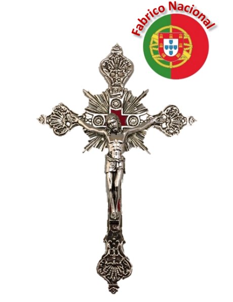65/1 - Silver Color Metal Crucifix To Hang 20,50cm