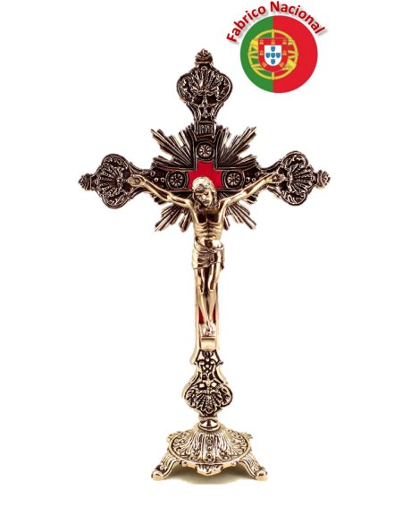 64/1 - Silver Color Metal Crucifix w/Base 22cm