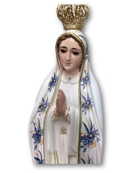 1035/F - Our Lady of Fátima W/Flowered Design 44cm with Crystal eyes