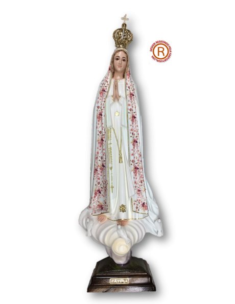 1036/F - Our Lady of Fátima W/Flowered Design 55cm with Crystal eyes