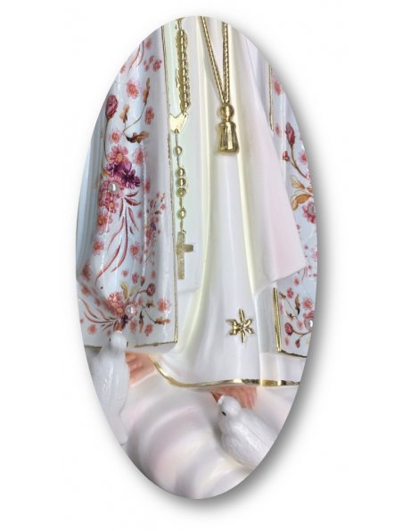 Our Lady of Fátima W/Flowered Design 35cm with Crystal eyes