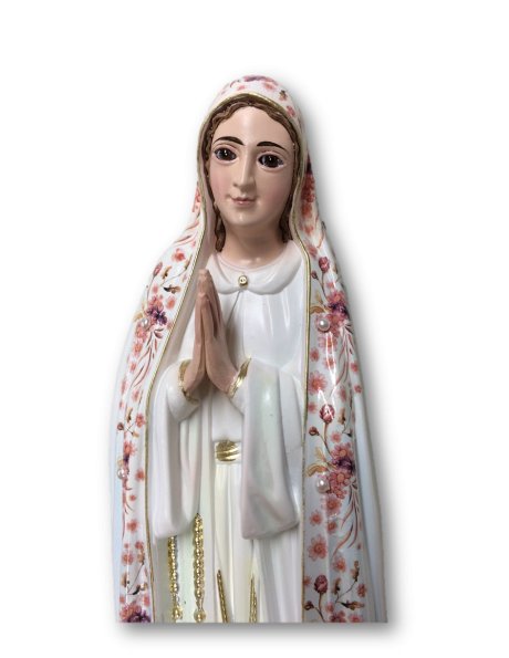 Our Lady of Fátima W/Flowered Design 35cm with Crystal eyes