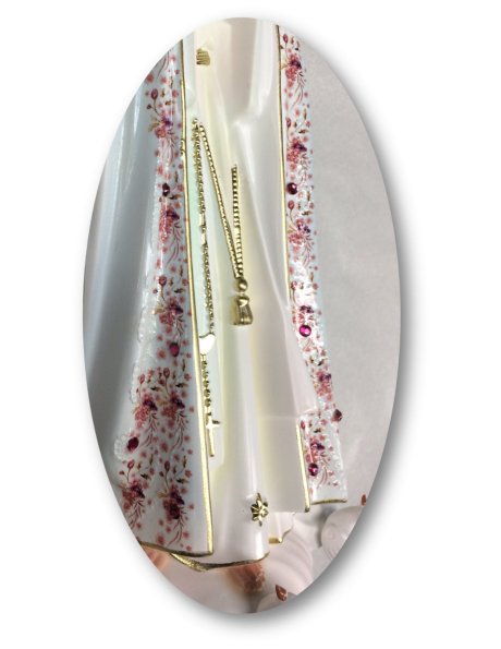 N. D. de Fatima a/Design Fleurie 27cm avec Yeux en Cristal