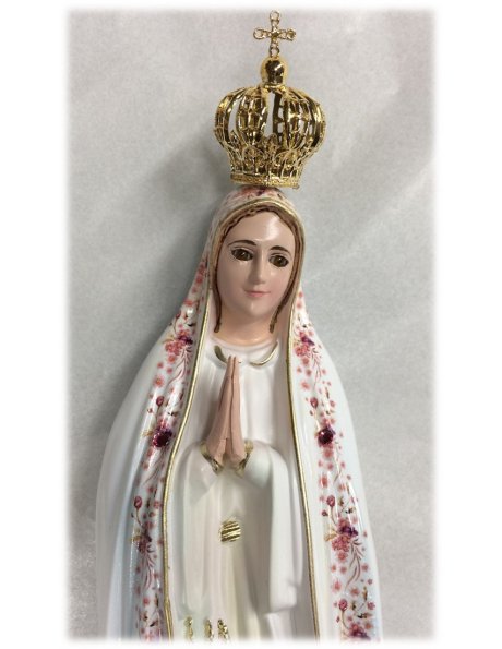 Our Lady of Fátima W/Flowered Design 27cm with Crystal eyes