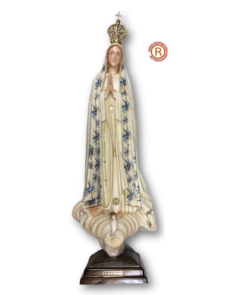 Our Lady of Fátima w/Flowered Design and Old Painting 55cm with Painted Eyes