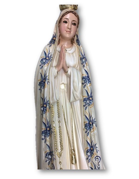Our Lady of Fátima w/Flowered Design and Old Painting 35cm with Crystal Eyes