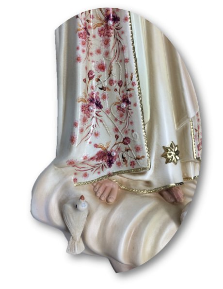 1036/VF - Our Lady of Fátima w/Flowered Design and Old Painting 55cm with Crystal Eyes