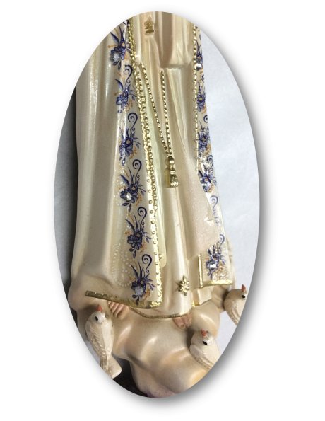 1033/VF - Our Lady of Fátima w/Flowered Design and Old Painting 21cm with Crystal Eyes