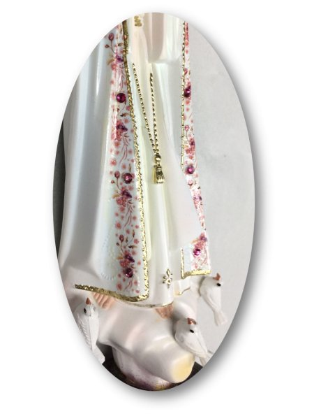 1033/F - Our Lady of Fátima W/Flowered Design 21cm with Crystal eyes