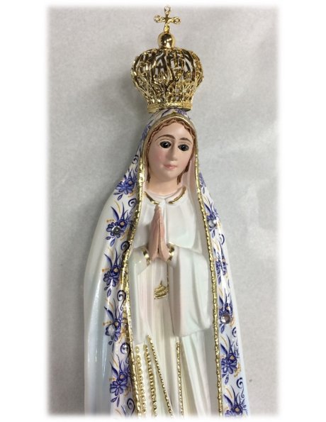 1033/F - Our Lady of Fátima W/Flowered Design 21cm with Crystal eyes