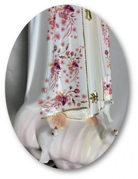 1042/F - Our Lady of Fátima w/Flowered Design 55cm with Painted Eyes
