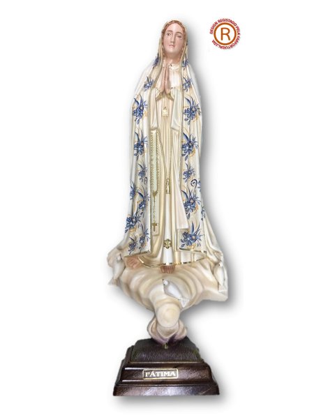 1041/VF - Our Lady of Fátima w/Flowered Design and Old Painting 44cm with Painted Eyes