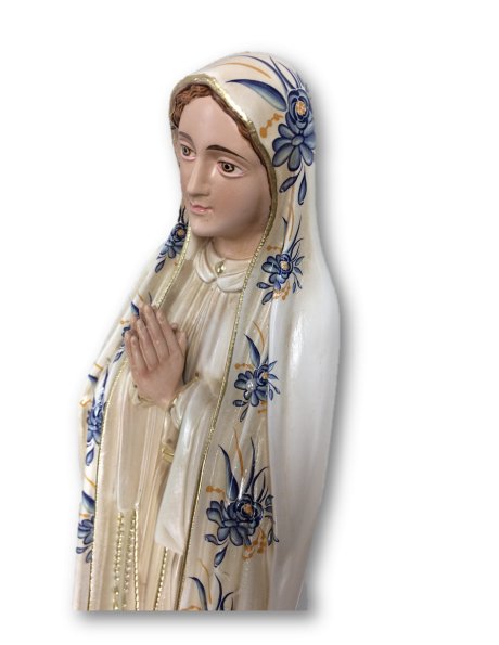 1041/VF - Our Lady of Fátima w/Flowered Design and Old Painting 44cm with Painted Eyes