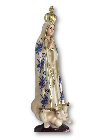 1011/VF - Our Lady of Fátima w/Flowered Design and Old Painting 11cm with Painted Eyes