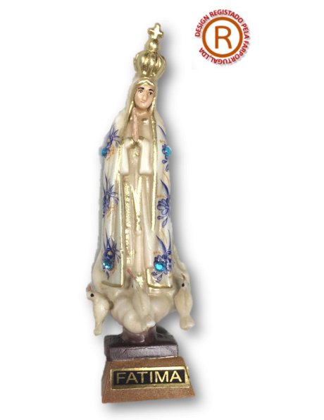 1010/VF - Our Lady of Fátima w/Flowered Design and Old Painting 9cm with Painted Eyes