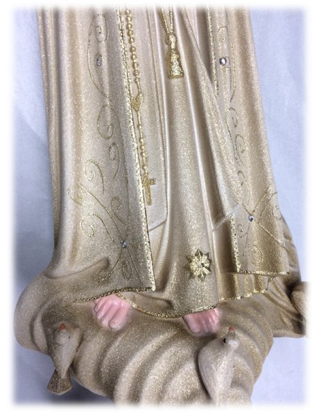 1036/GD - Our Lady of Fátima Golden Granited 55cm with Crystal eyes