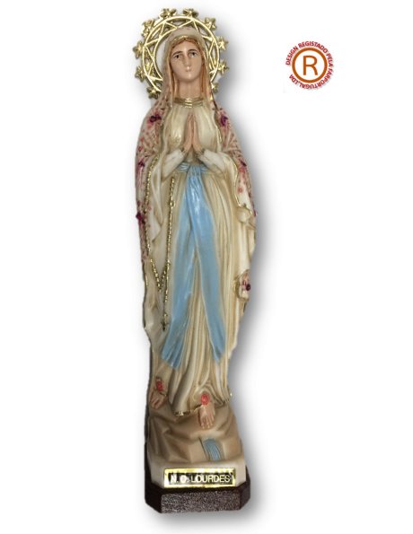 1188/VF - Our Lady of Lourdes w/Flowered Design and Old Painting 18cm