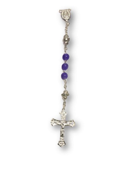 A193 - PURPLE GLASS ROSARY 6MM W/SILVER COLOR BEAD OF